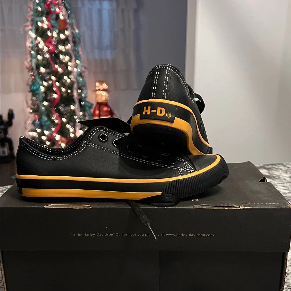 Harley-Davidson Women’s Black and Orange Sneakers - Picture 1 of 6